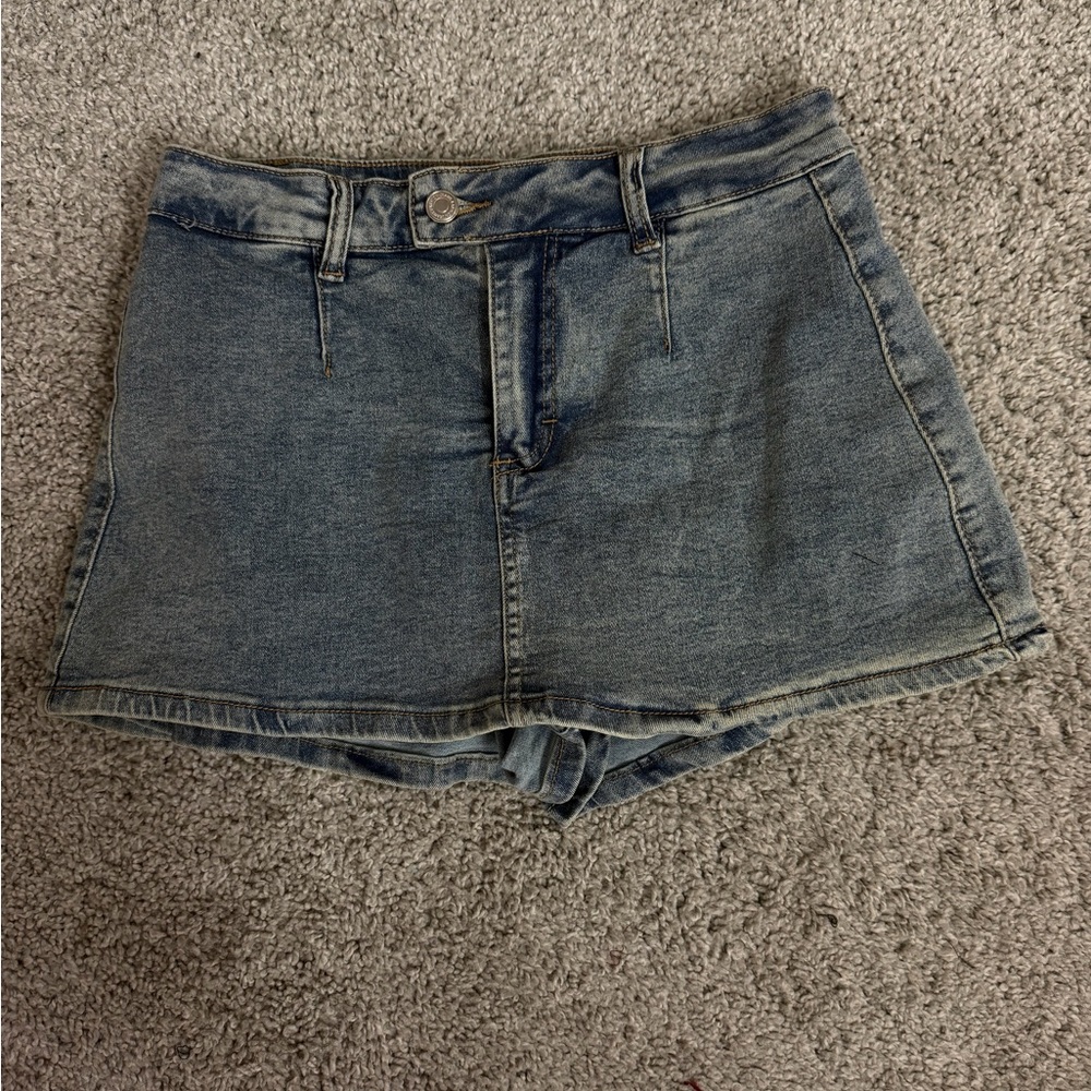 Denim High-Waisted Skort